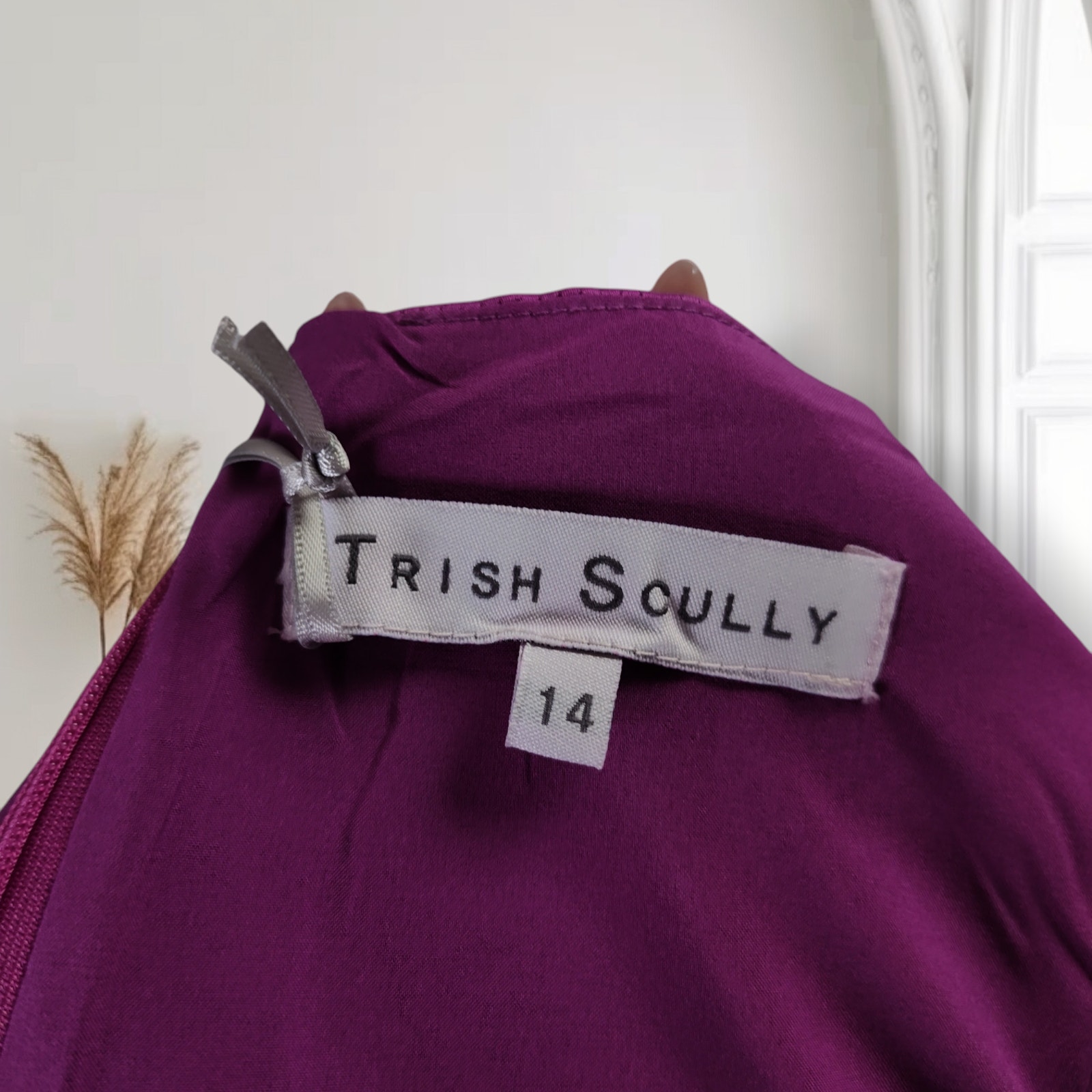 Trish Scully Satin Slip Dress Sz 14 Magenta Formal Wedding Guest Prom Nwt — image 2 of 8